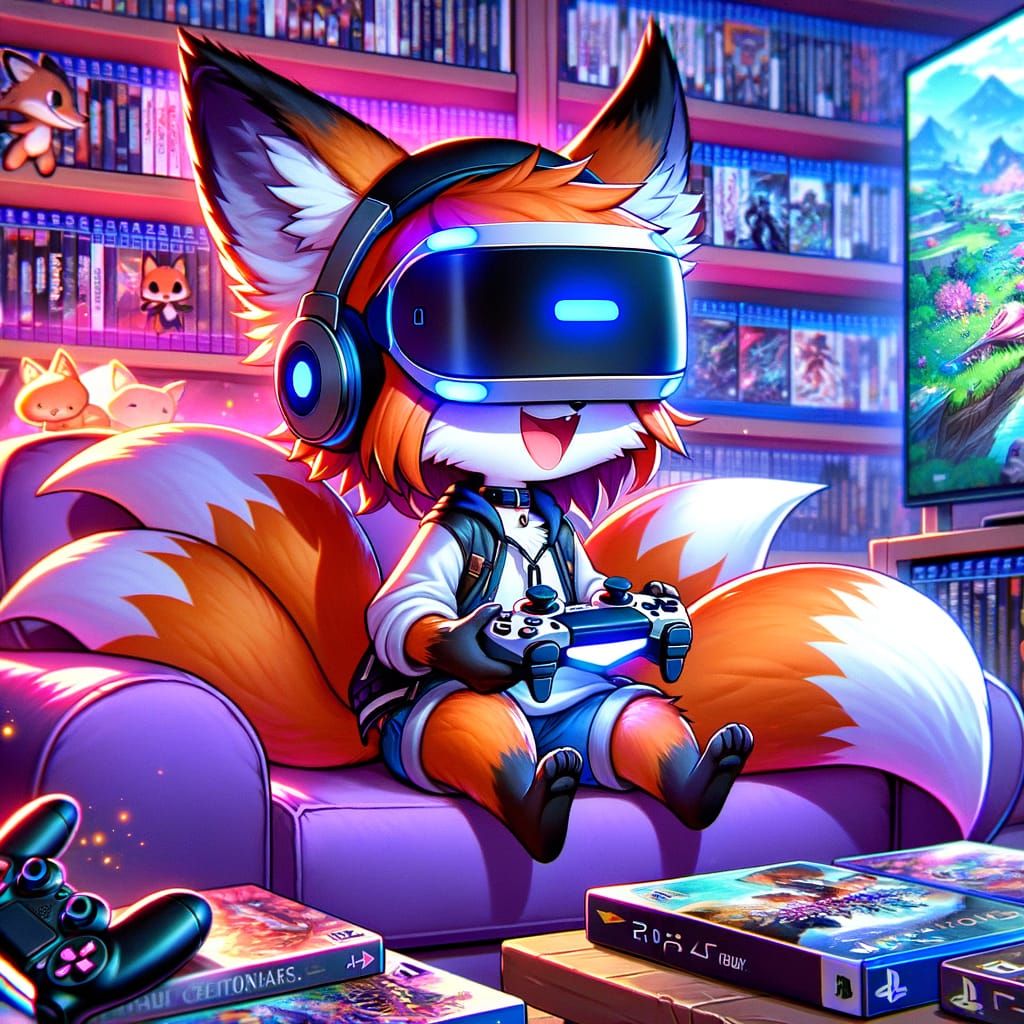 A cute chibi fox is playing video games #2