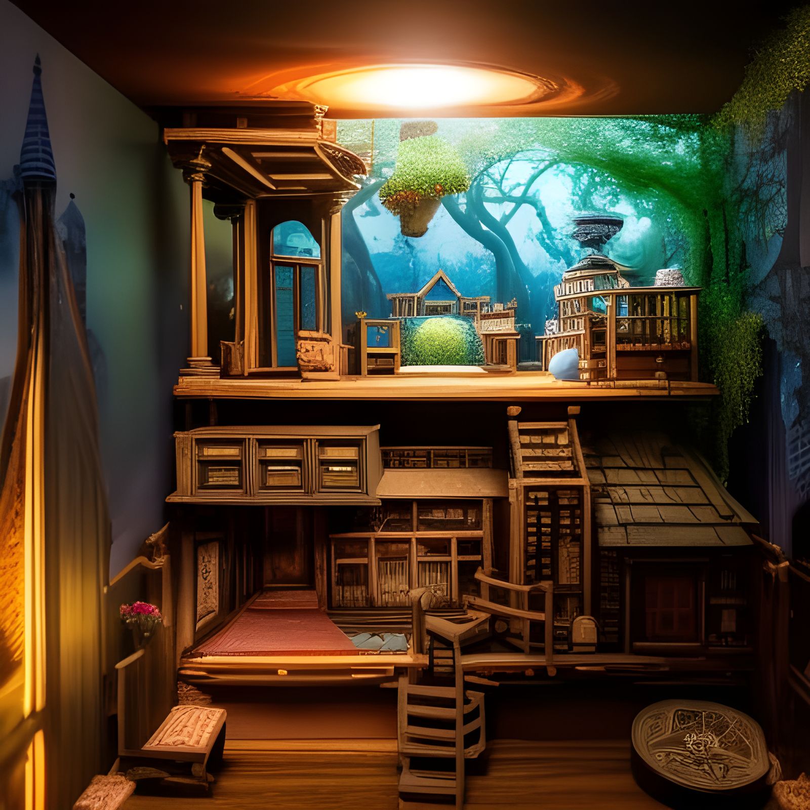 Intricate Dollhouse Between Books: Miniature World