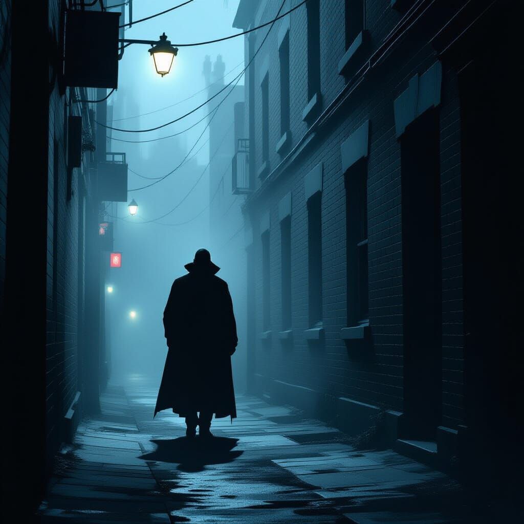 Ominous Figure in Shadows with Stylized Lighting