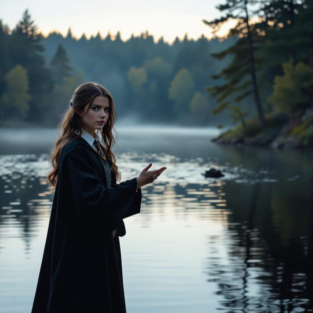 Hogwarts Student Teaches Magical Creatures by Black Lake