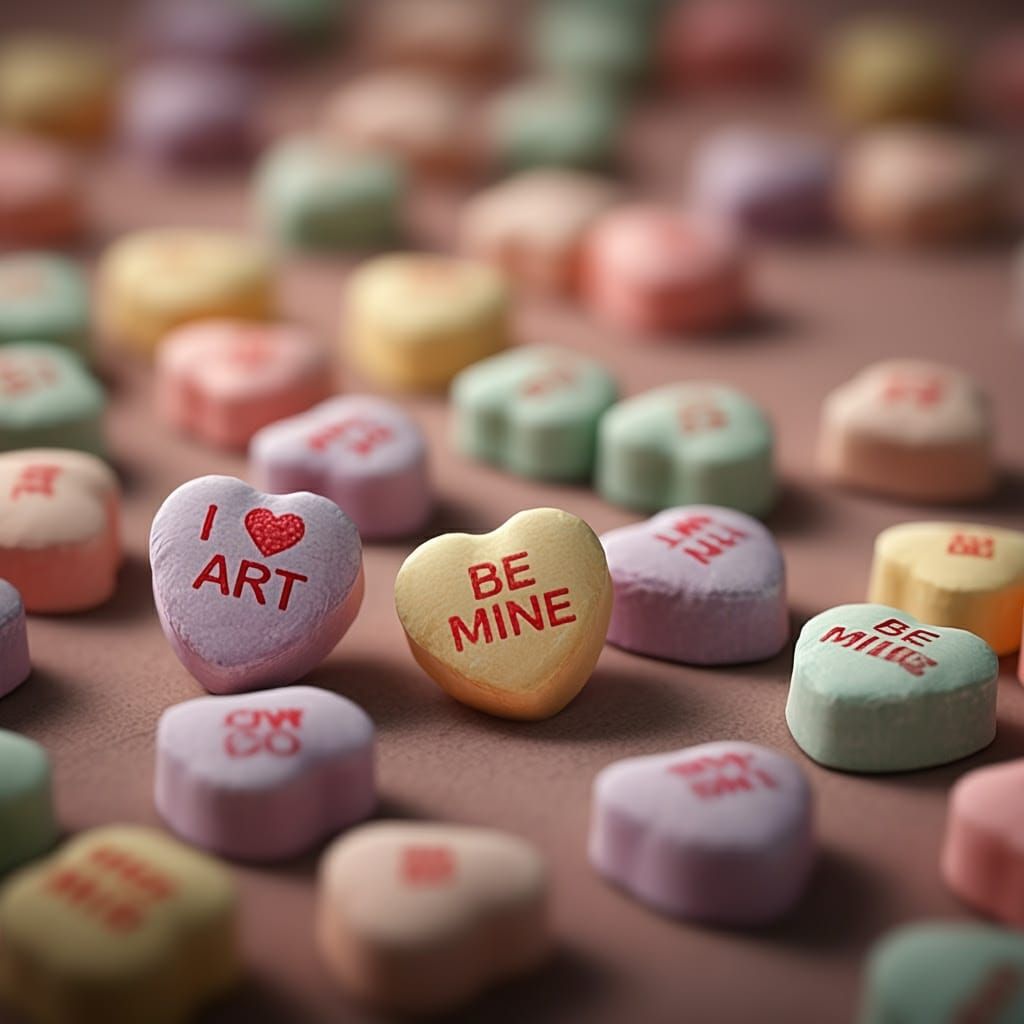 Vibrant Conversation Hearts in Exquisite Detail