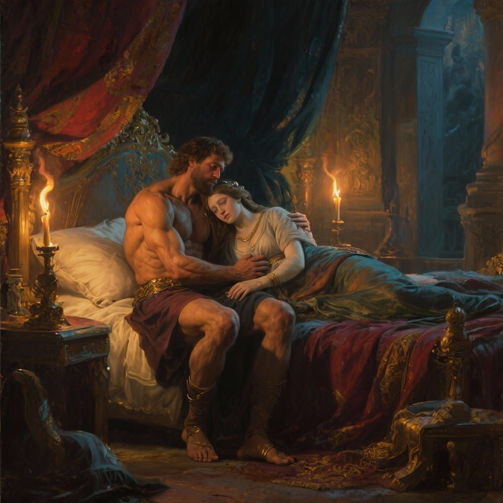 Muscular King Theseus Holds Dying Wife in Tragic Bedchamber ...