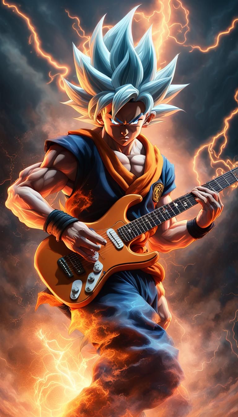 Goku Shreds: Super Saiyan Guitar God Portrait