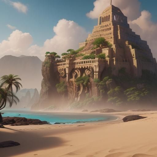 Kratos on Sand of Time Island: Detailed Matte Painting