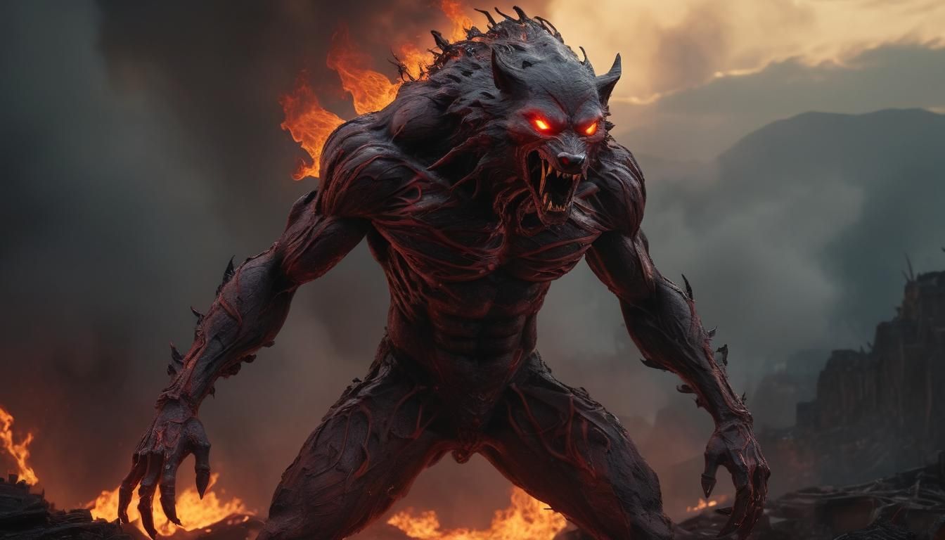 vapor first appears, smoke-wolf parallax, #film cascaded (evil:1.3) of a skin walker,dark arts,black magic, Unreal Engin...