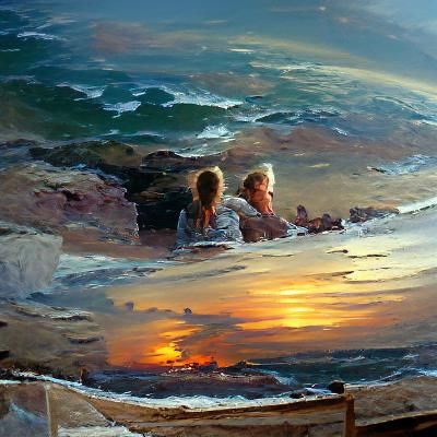 Ocean Sunset Oil Painting by James Gurney Style
