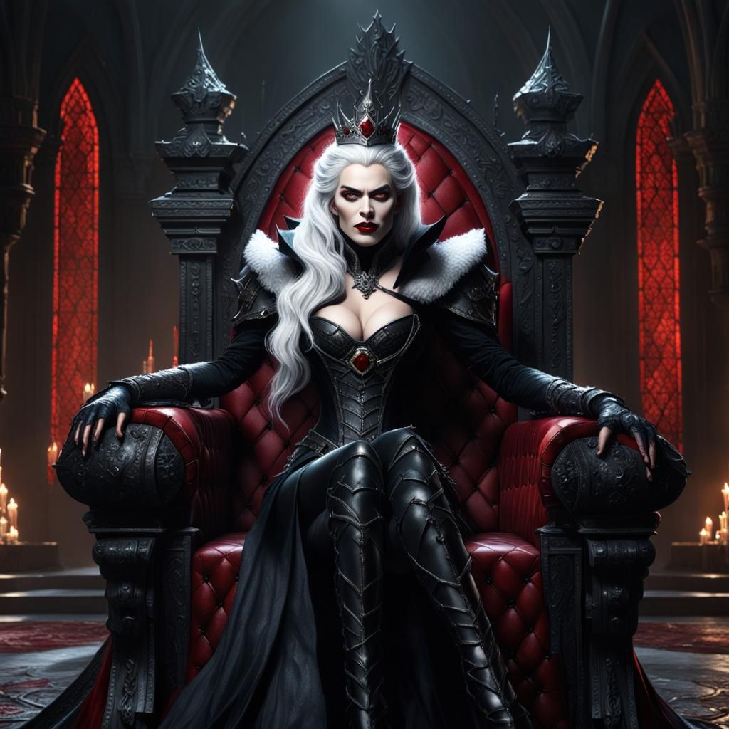 Evil Queen on Throne: Dark Fantasy Concept Art