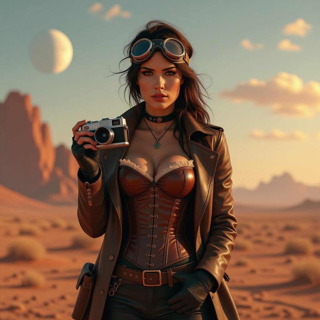 Resilient Woman on Alien Planet, Steampunk Style