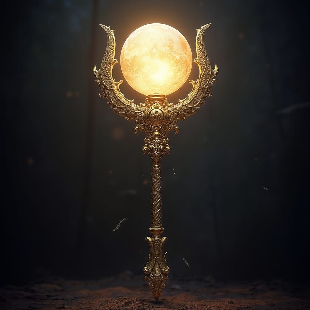 Ethereal Golden Keyblade on Mystic Dark Background
