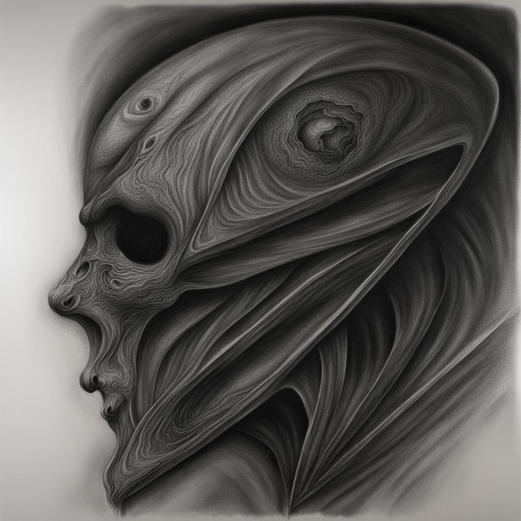 Hyperdetailed Charcoal Drawing of a Specter