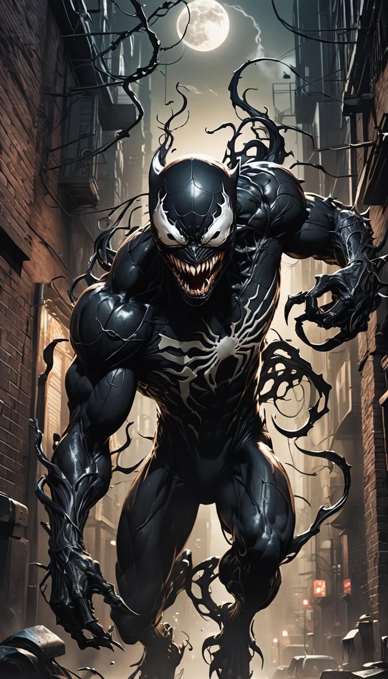 Venom Hybrid Creature in Comic Book Art Style