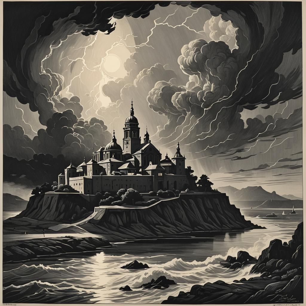 Cossack Embassy in Malta: Art Nouveau Woodcut