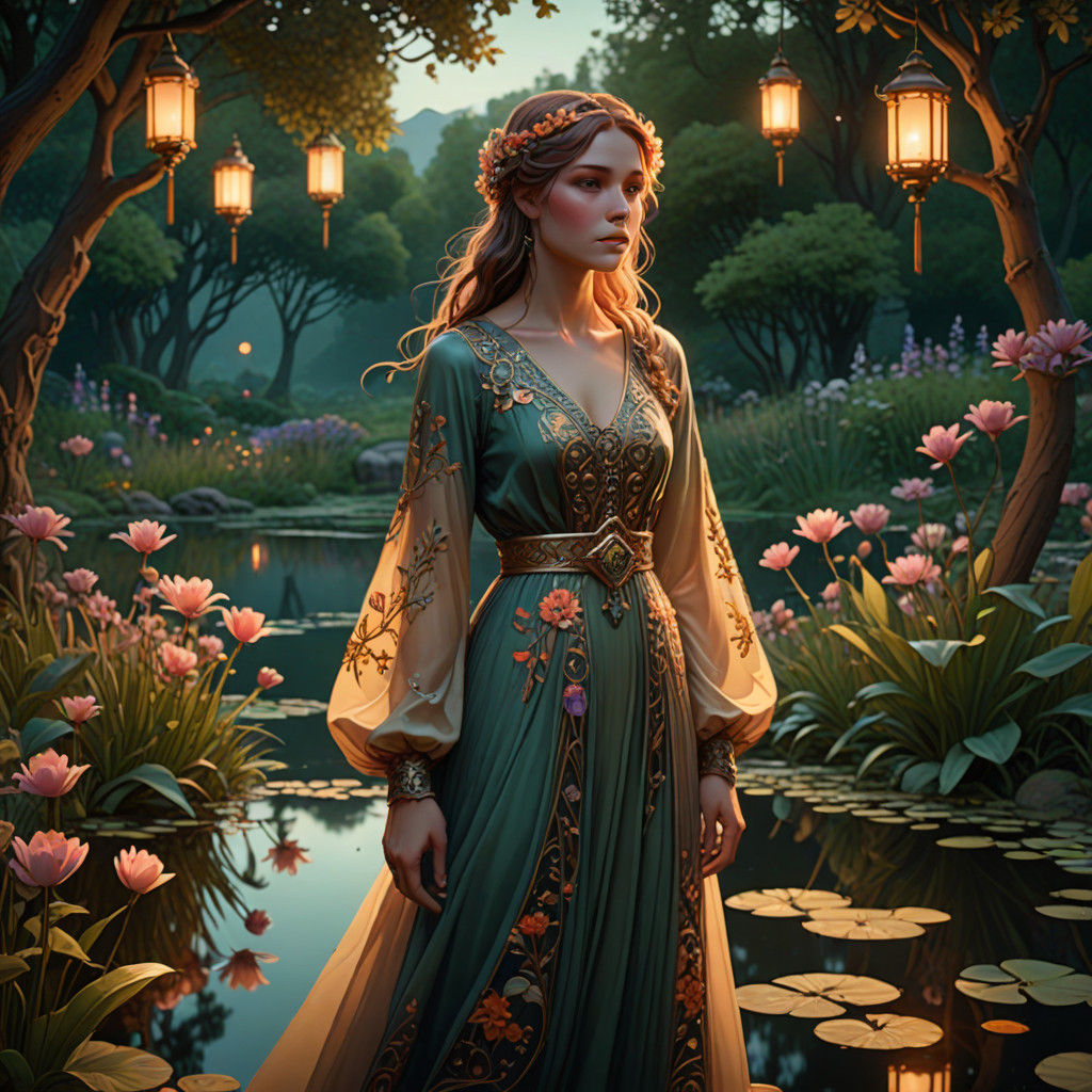 Serene Woman in Art Nouveau Splendor