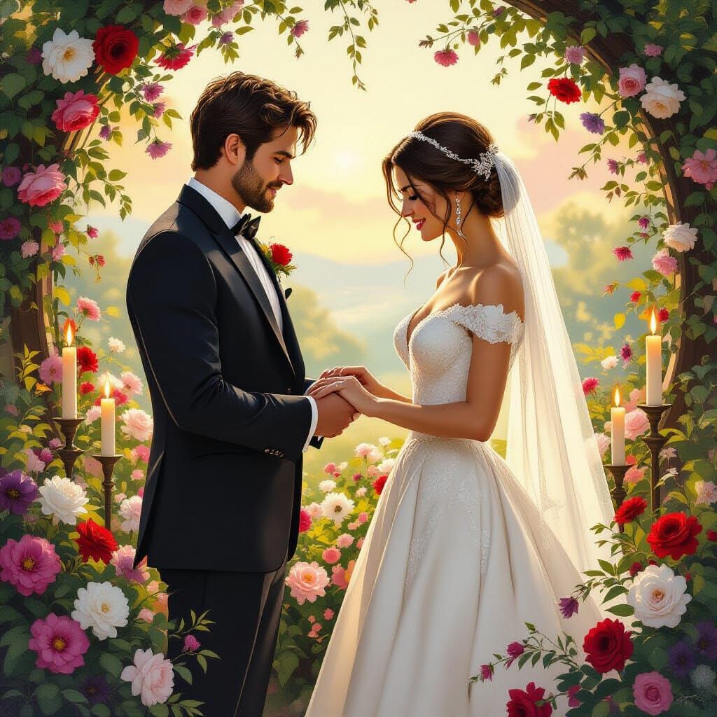 Elegant Wedding Vows Amidst Flowers and Candlelight
