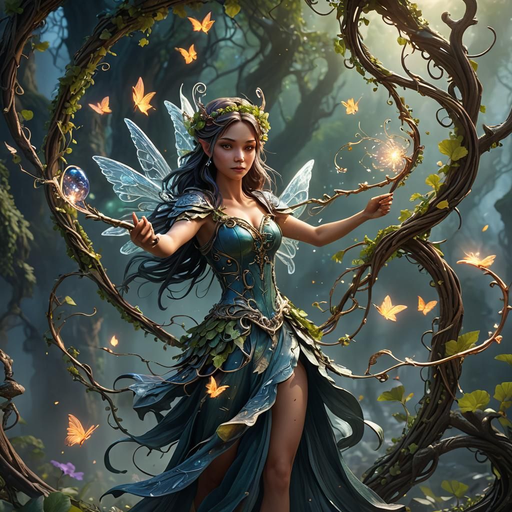 Fairy Casting Silver Magic: Fantasy Concept Art