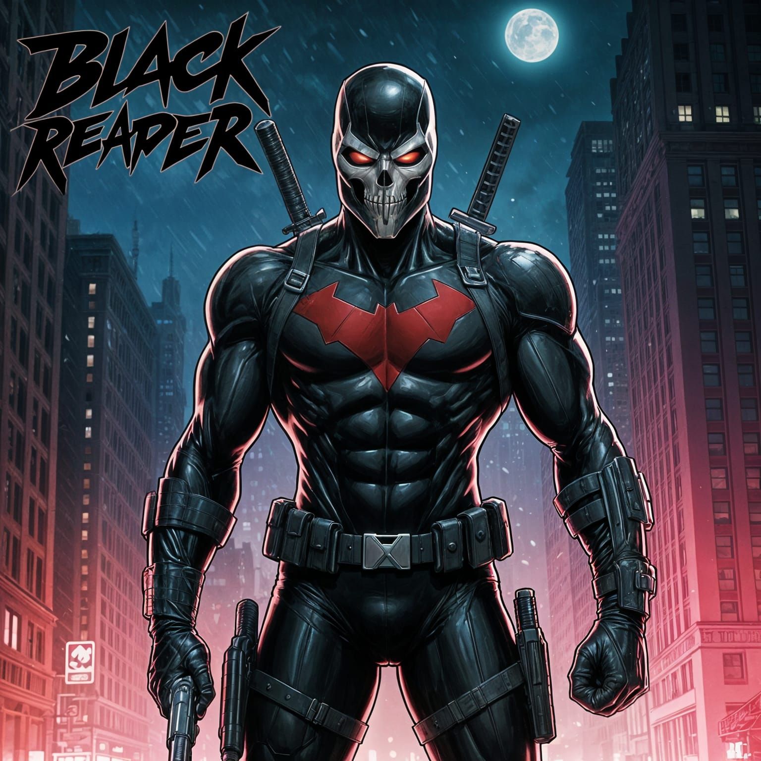 Vigilante Skull Mask Comic Book Cover Art