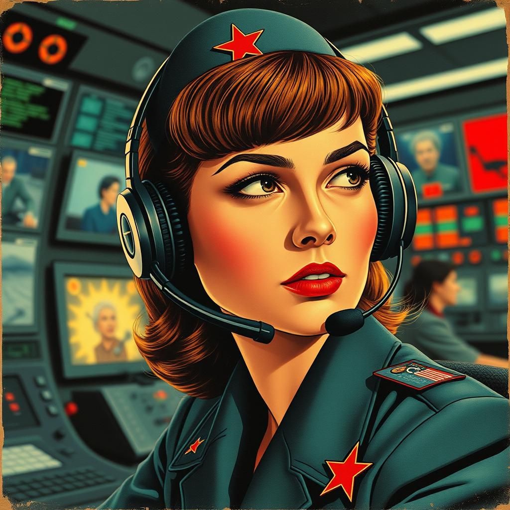 Vintage CCCP Propaganda Poster of Russian Girl