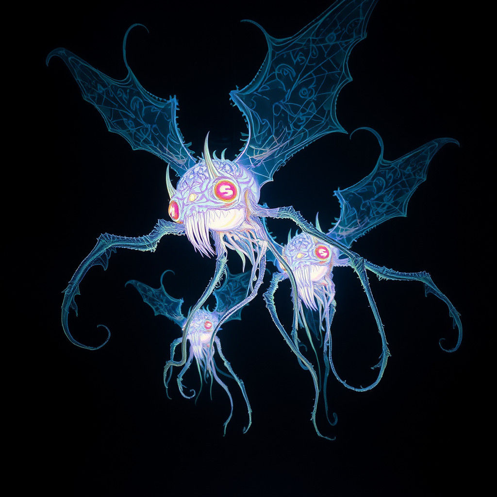 Ethereal Lovecraftian Holograms Radiate Light in Darkness