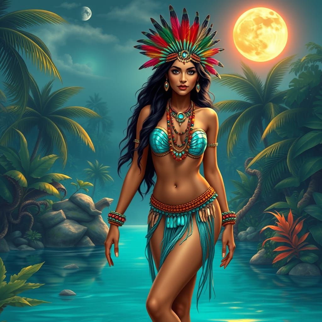 Mystical Peruvian Goddess in Tropical Paradise
