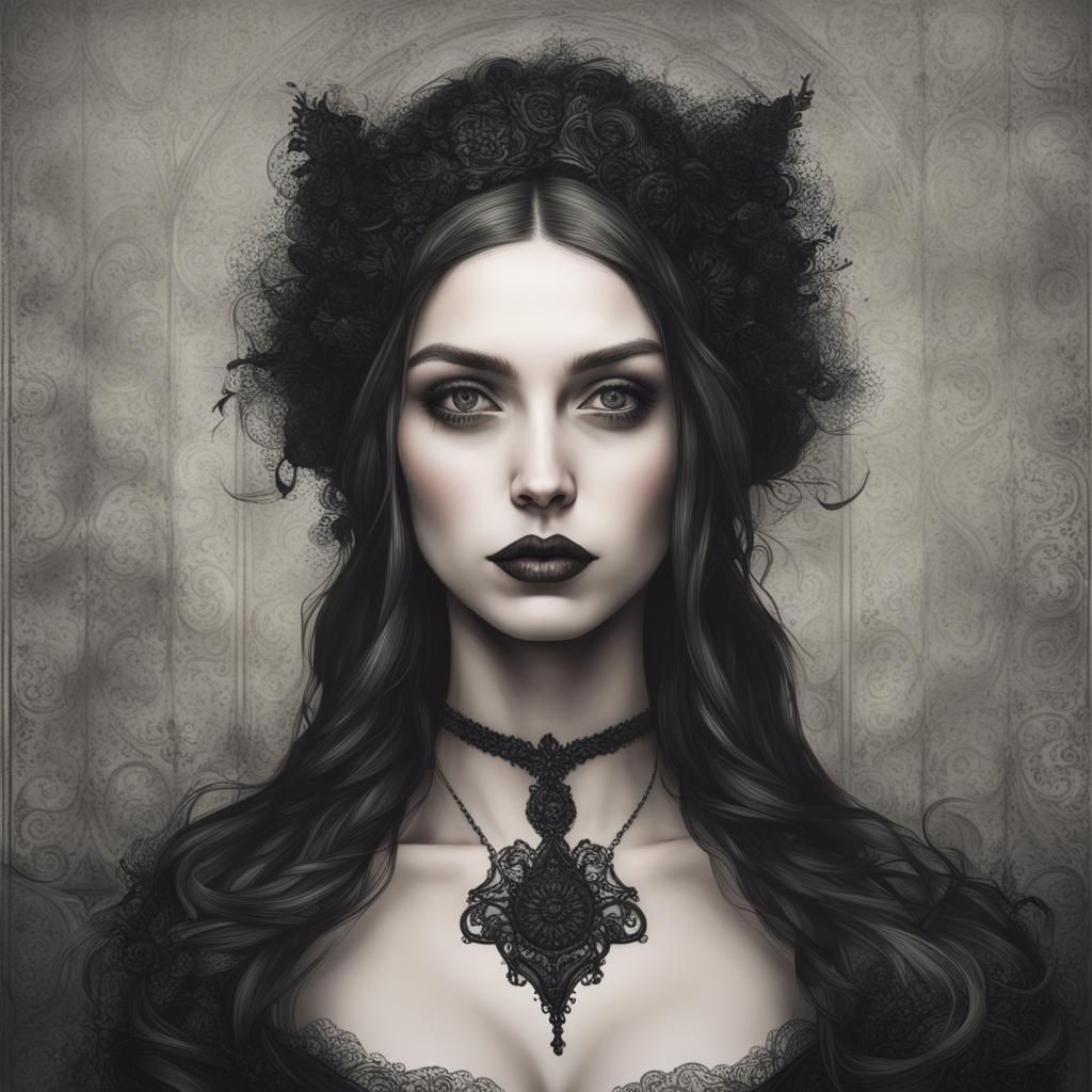 Gothic Portrait with Ornate Details