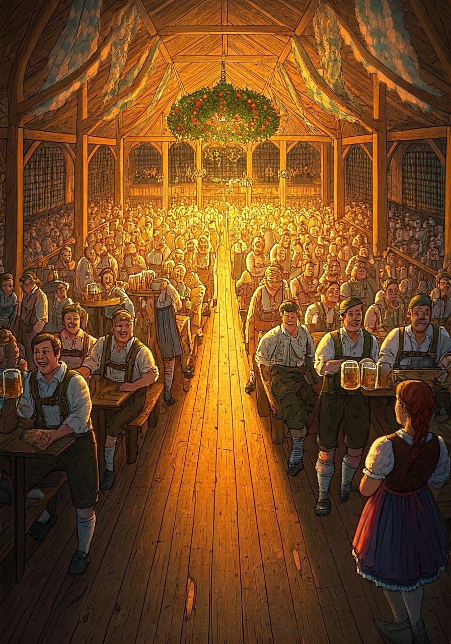 Oktoberfest Scene in Expressionist Style