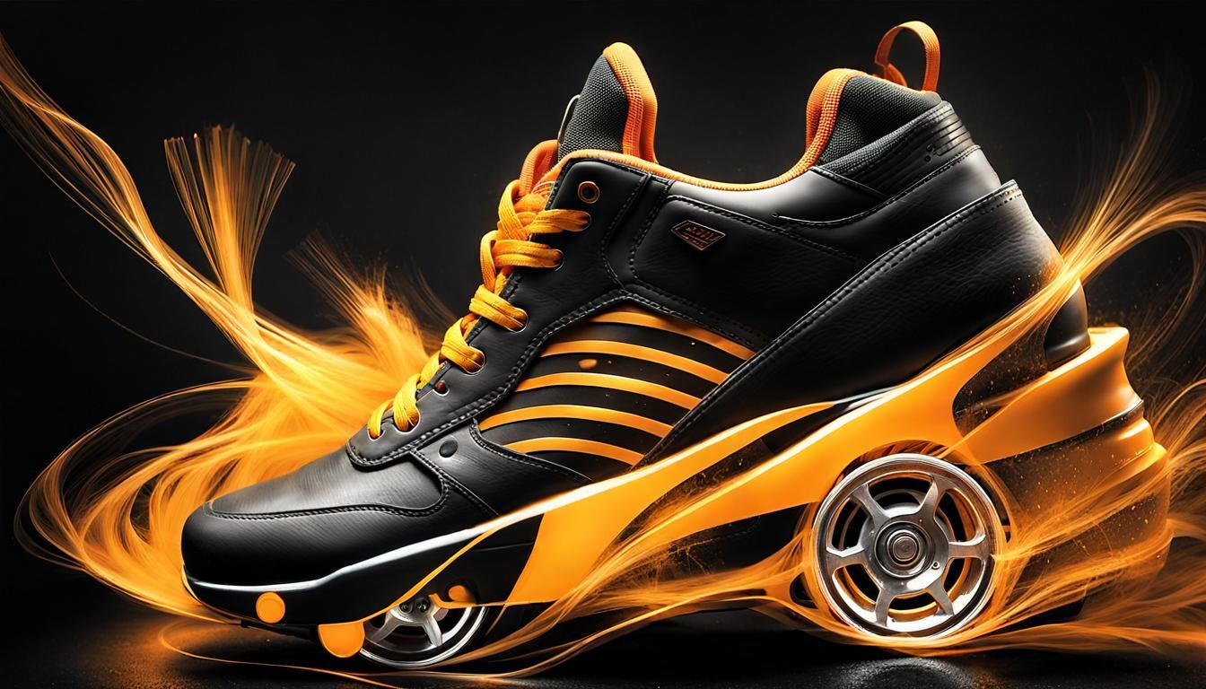 Shoes with Car Wheels in Digital Painting Style