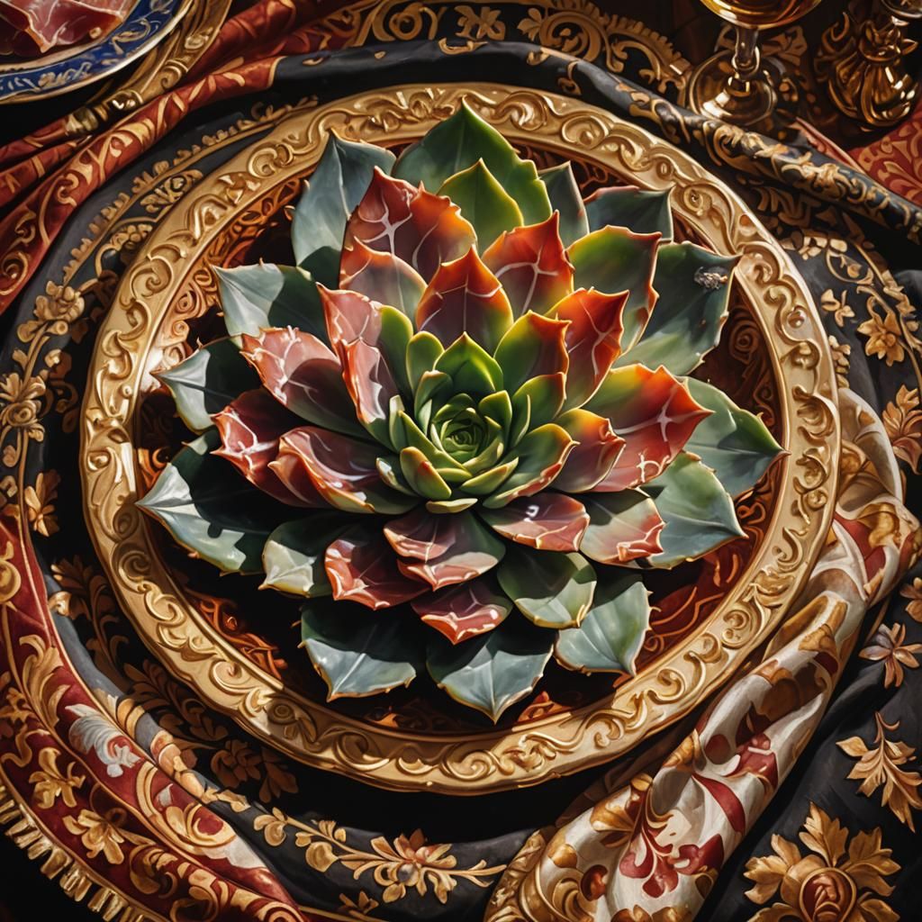 Succulent Jamón Plate in Renaissance Oil Painting