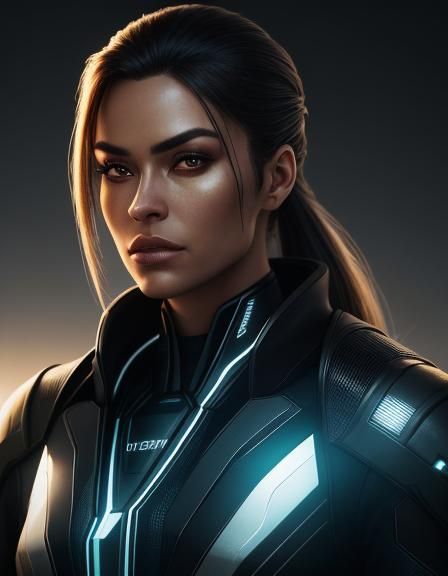 Futuristic Woman in Sci-Fi Portrait with Circuitry