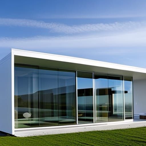 Futuristic Crystal House with Geometric Light Reflections