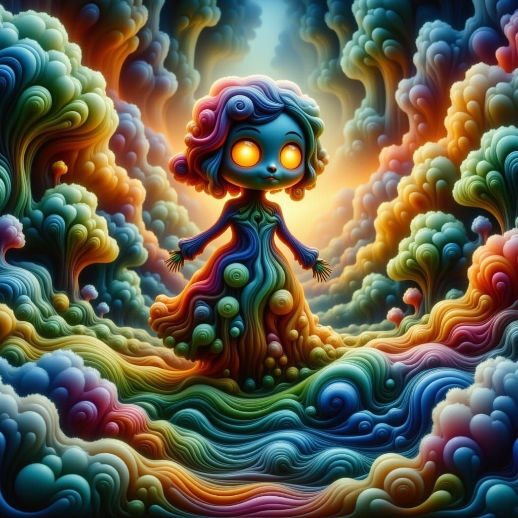 Enchanted Forest Scarecrow with Glowing Eyes