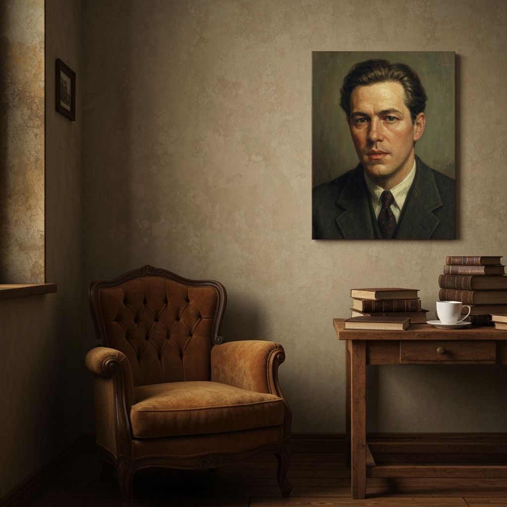 Cozy Living Room with Books and Shannon Portrait