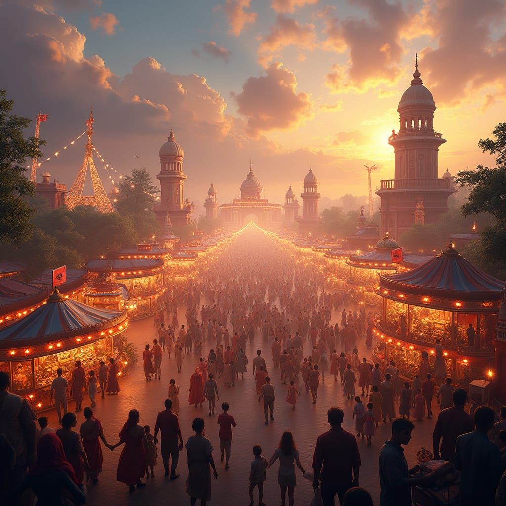 Diwali Festival Landscape in Detailed Matte Painting Style