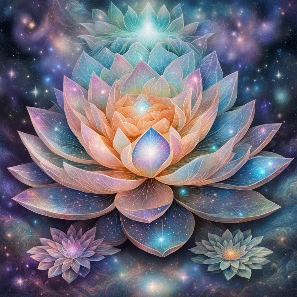Crystal Lotus: Holographic Astral Illustration