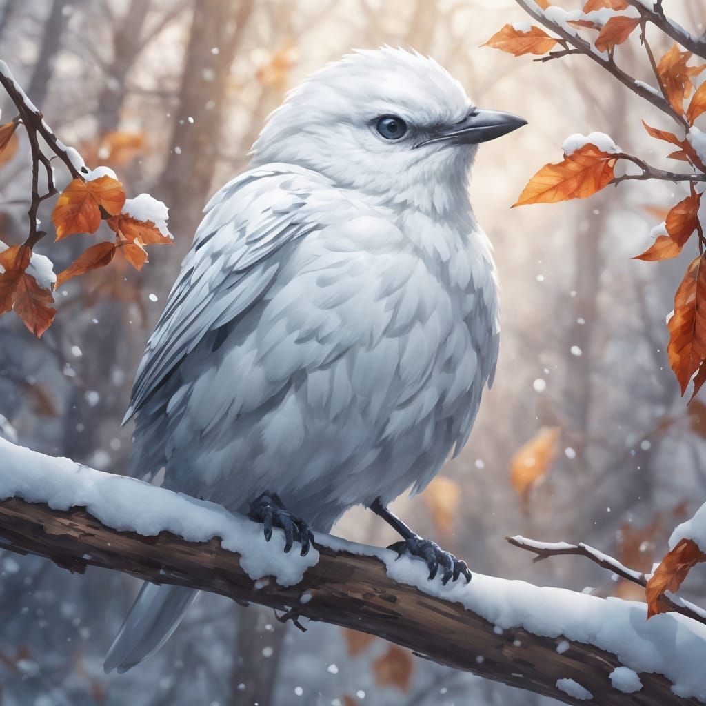 Snow Bird Portrait in Vibrant Triadic Colors