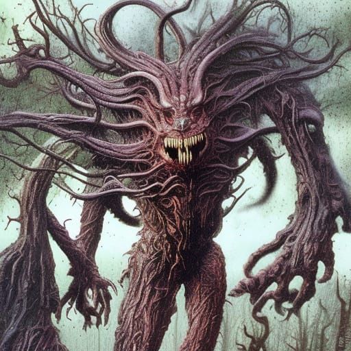 Mutated Swamp Beast Hunts in Dark Academia Style