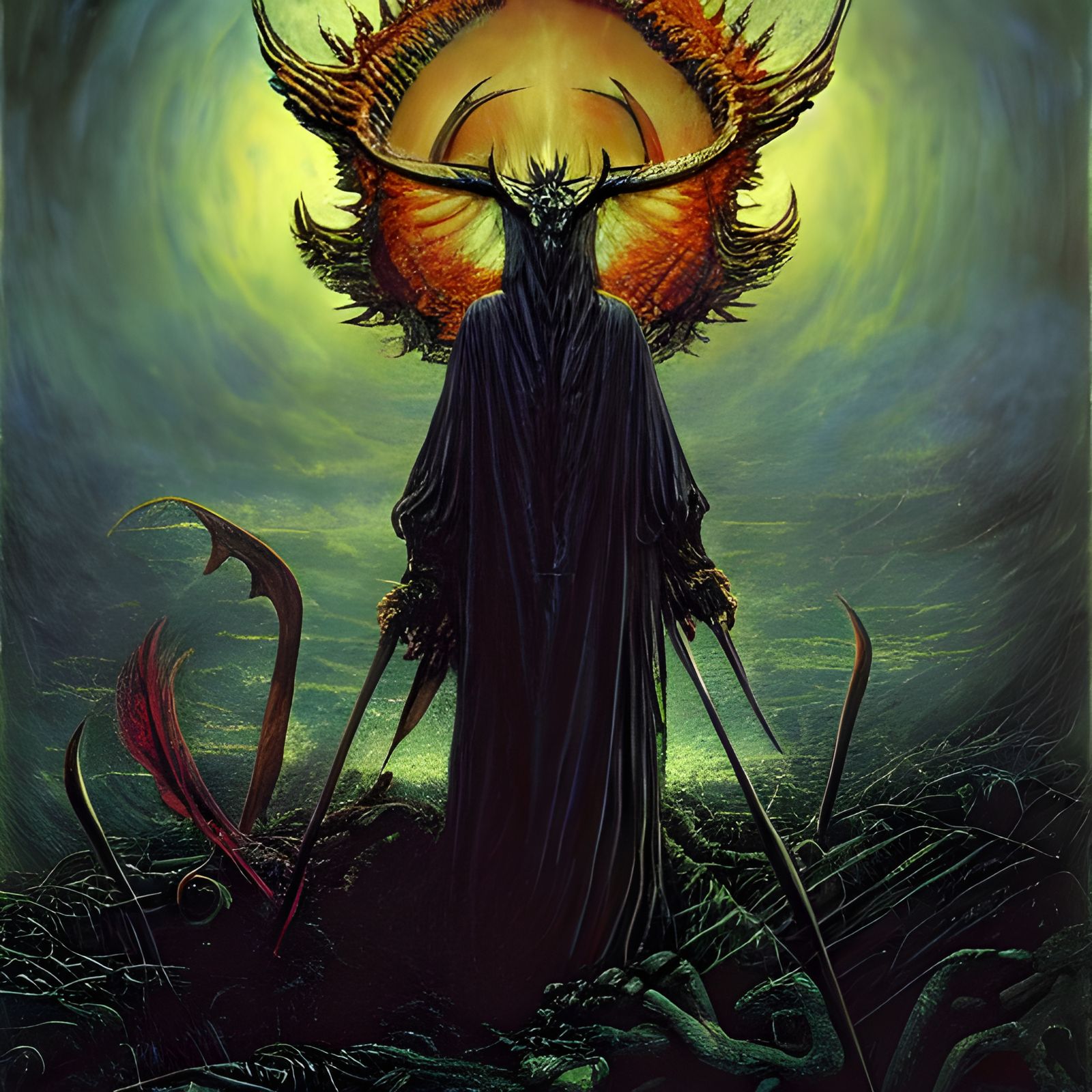 Lucifer, Lord of the Hunt in Surrealist Style