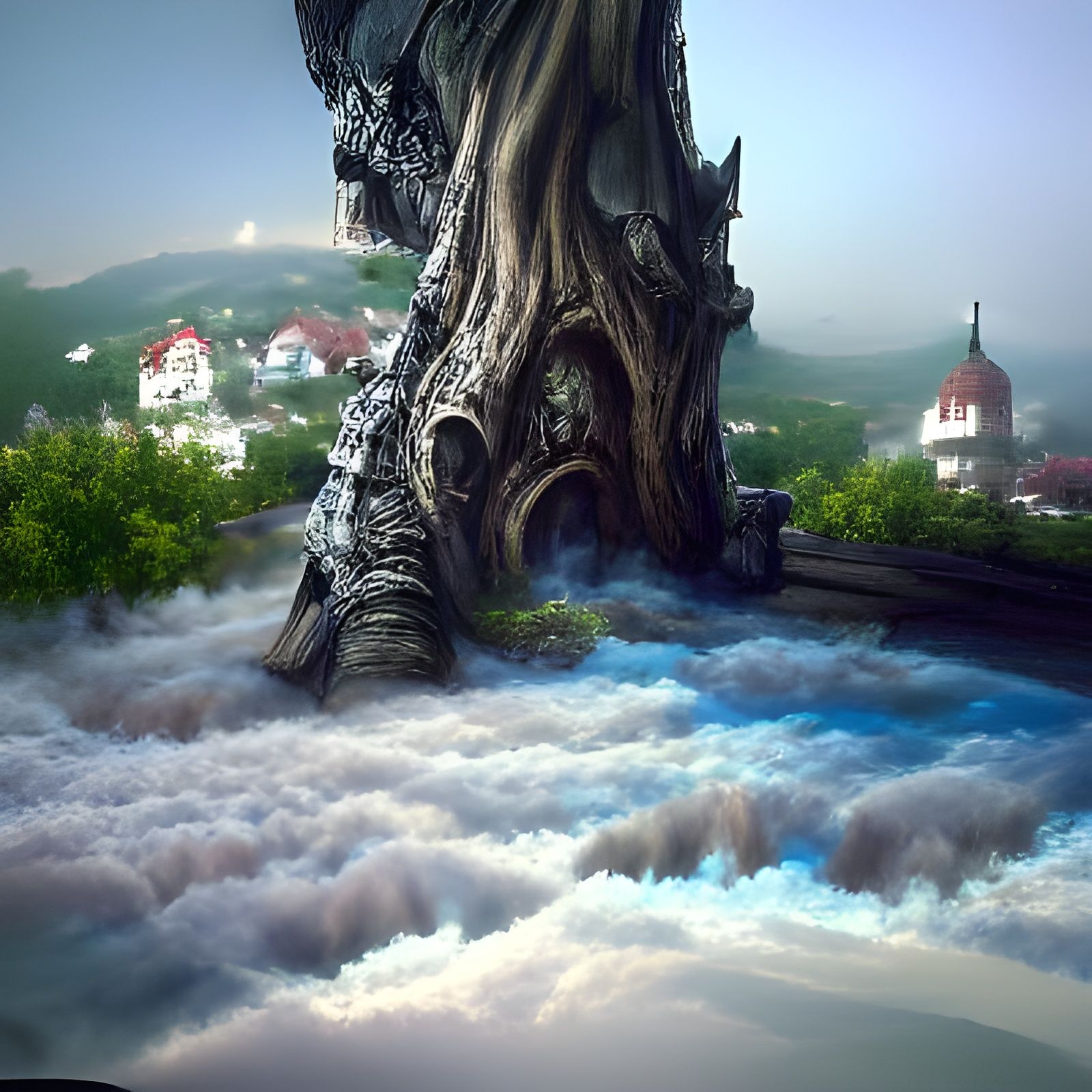 Majestic Tree Overlooking Ocean, Matte Painting