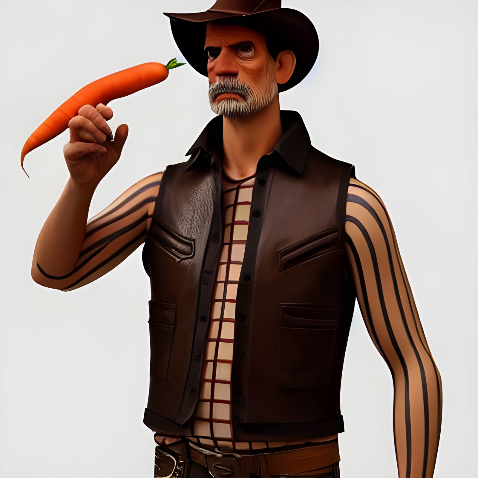 Man with Carrot: 3D Portrait Inspired by Pixar