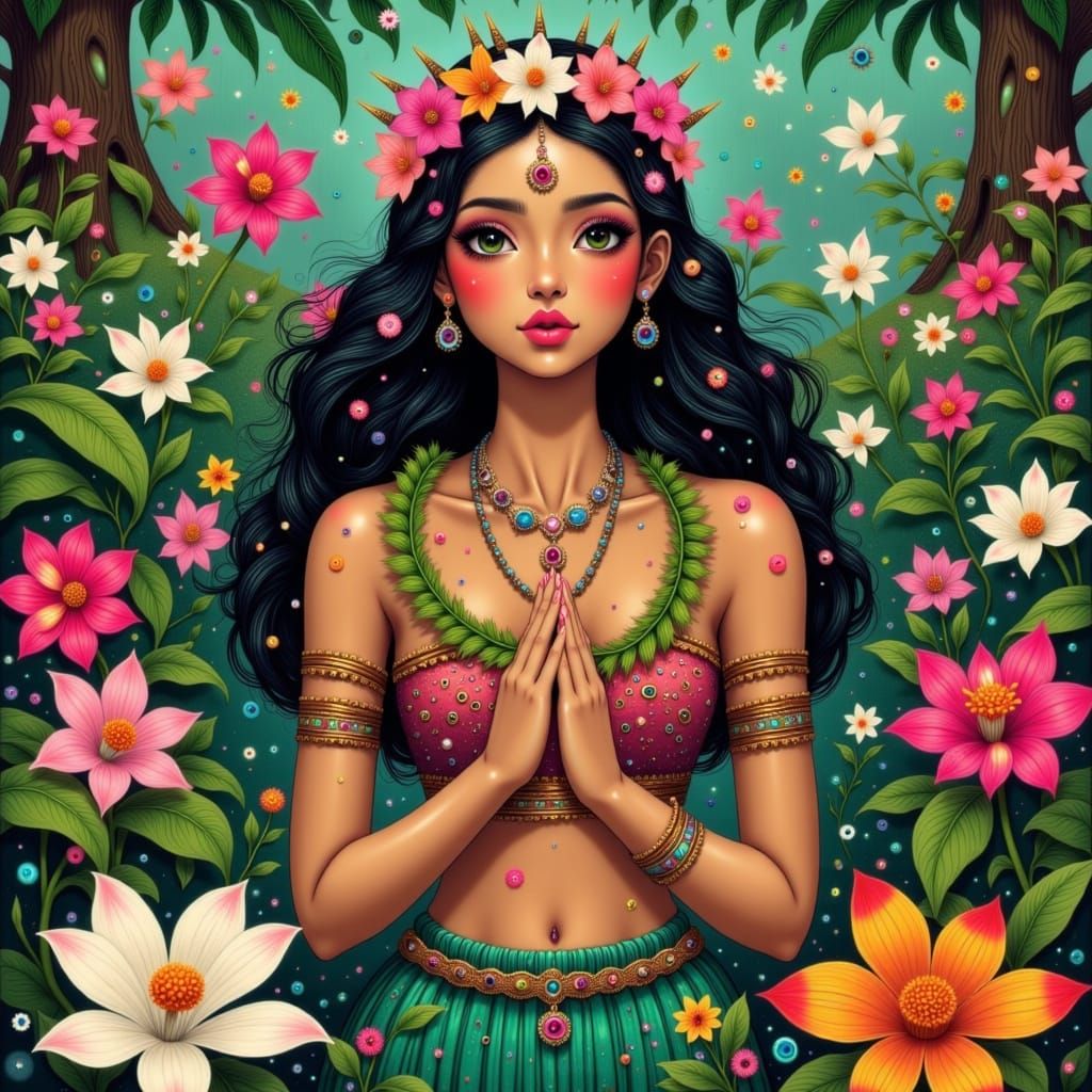 Laka, Hula Goddess in Whimsical Ethereal Style