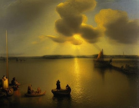 Golden Hour Zeeland Seascape in Oil on Canvas