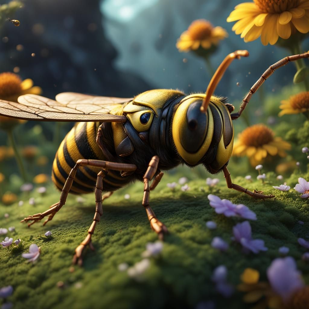 Grasshopper to Bee Transformation: Fantasy Concept Art