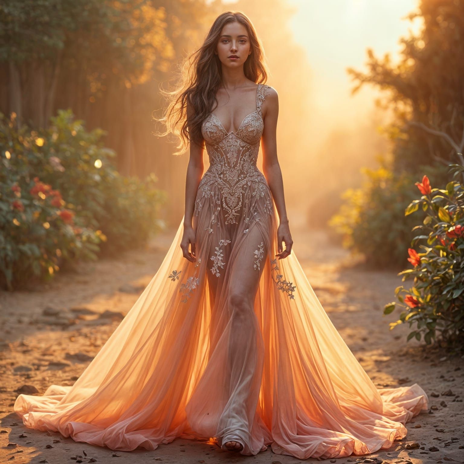 Young Woman in Gossamer Dress: Fantasy Concept Art