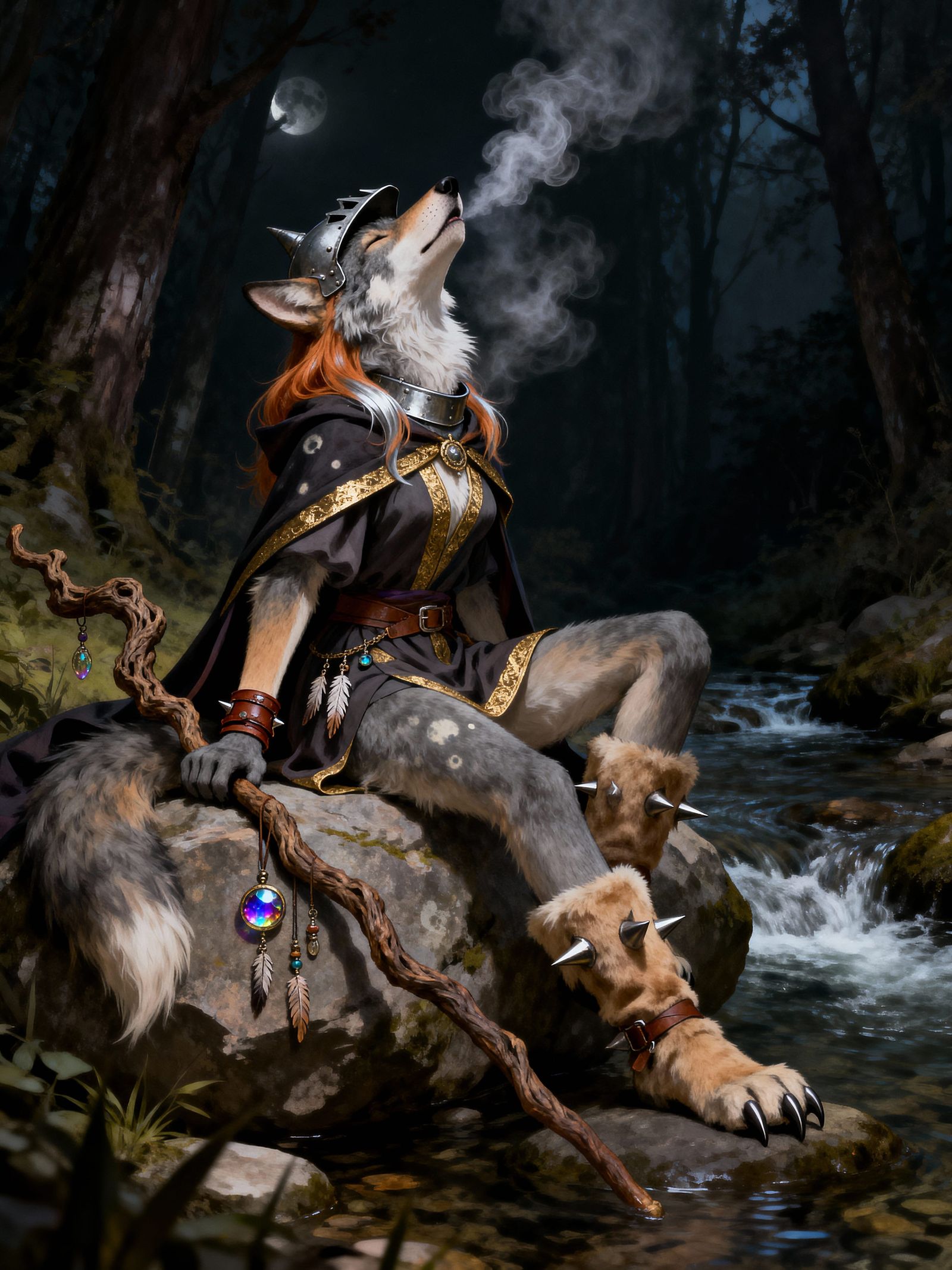 Furry Wolf Sorceress by Moonlit Brook
