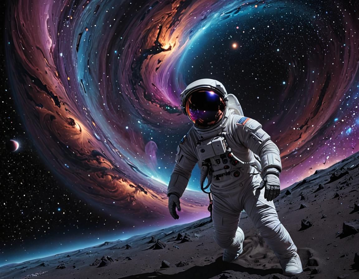 Astronaut Plunging Into a Swirling Black Hole