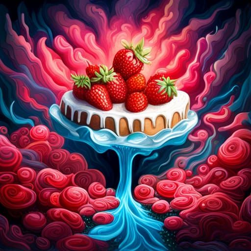 Colorful Graffiti Art Strawberry Cake