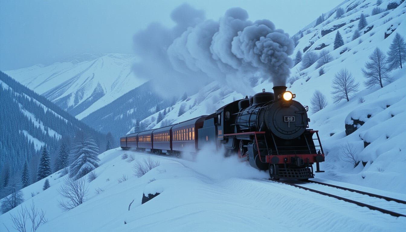Winter Train Ride On The Mountain