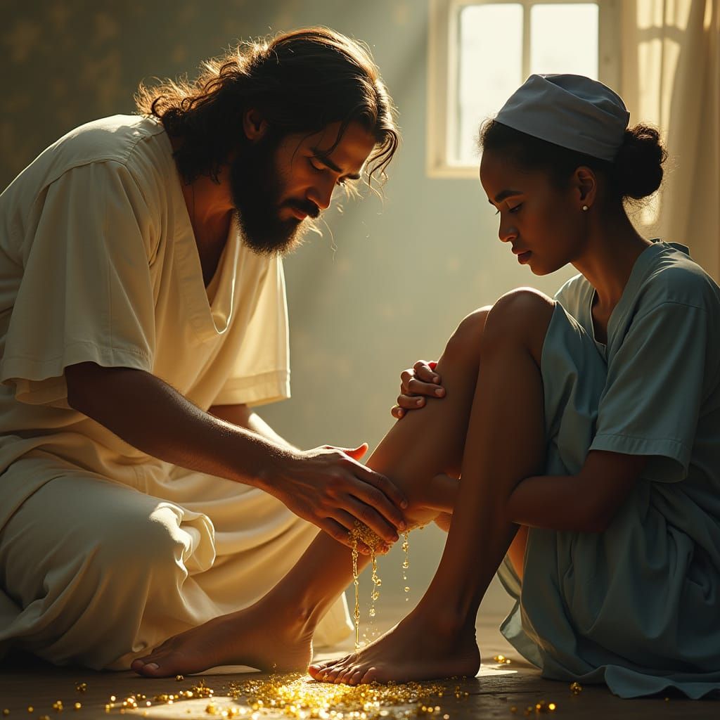 Jesus Christ Heals an African American Nurse with Gentle Oil
