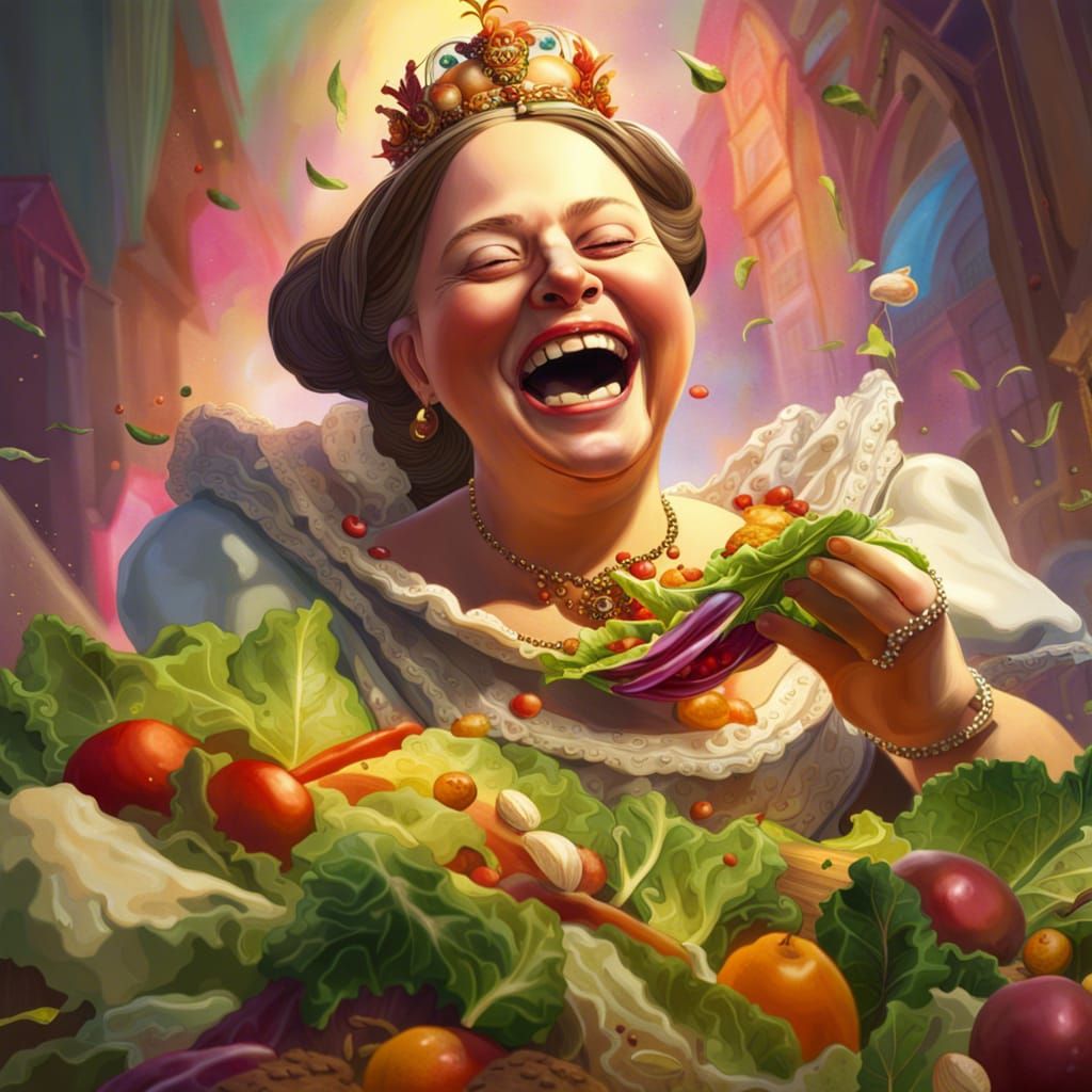 Queen Victoria Laughing: Hyperrealistic Splash Art Portrait