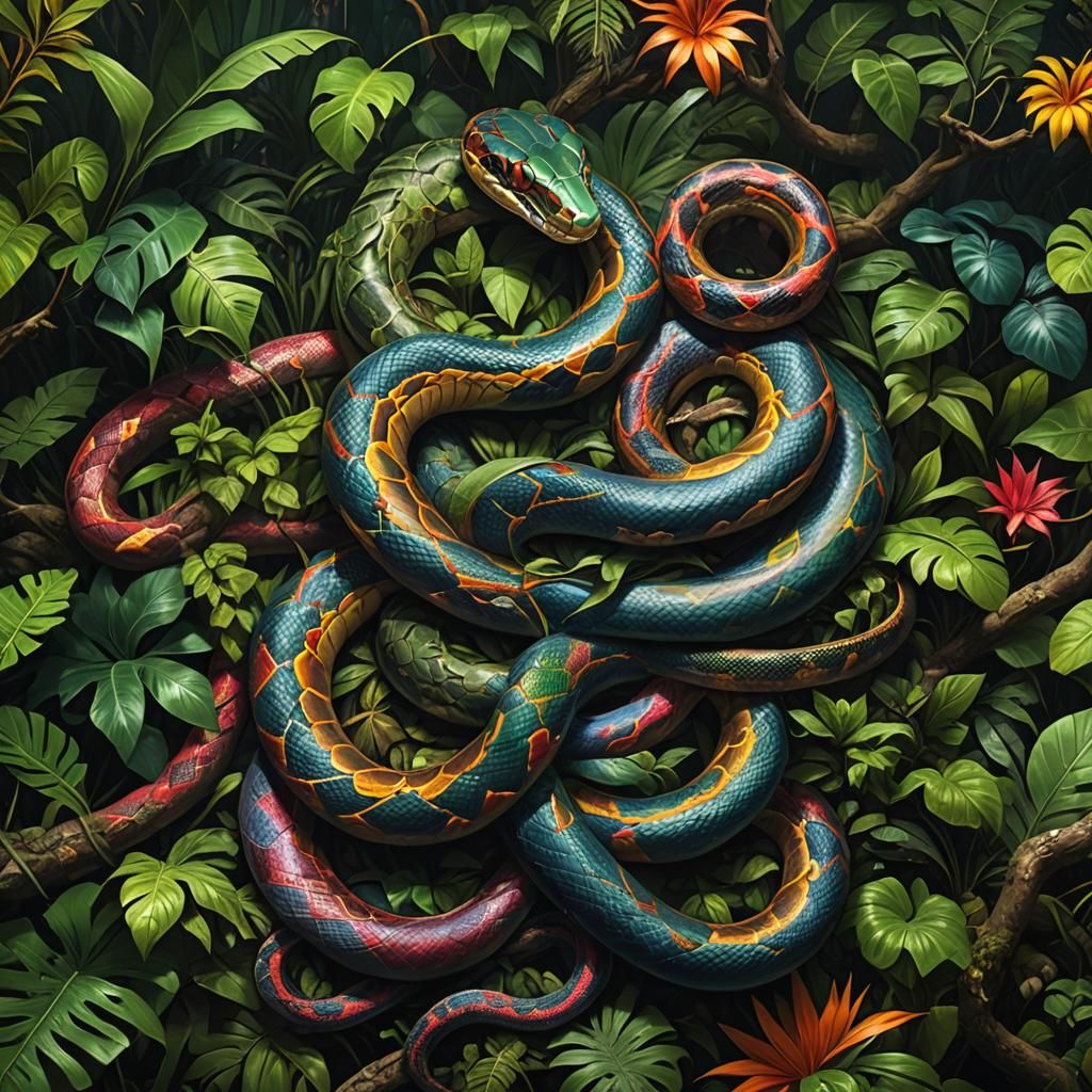 Ominous Jungle Snake in Dark Fantasy Style