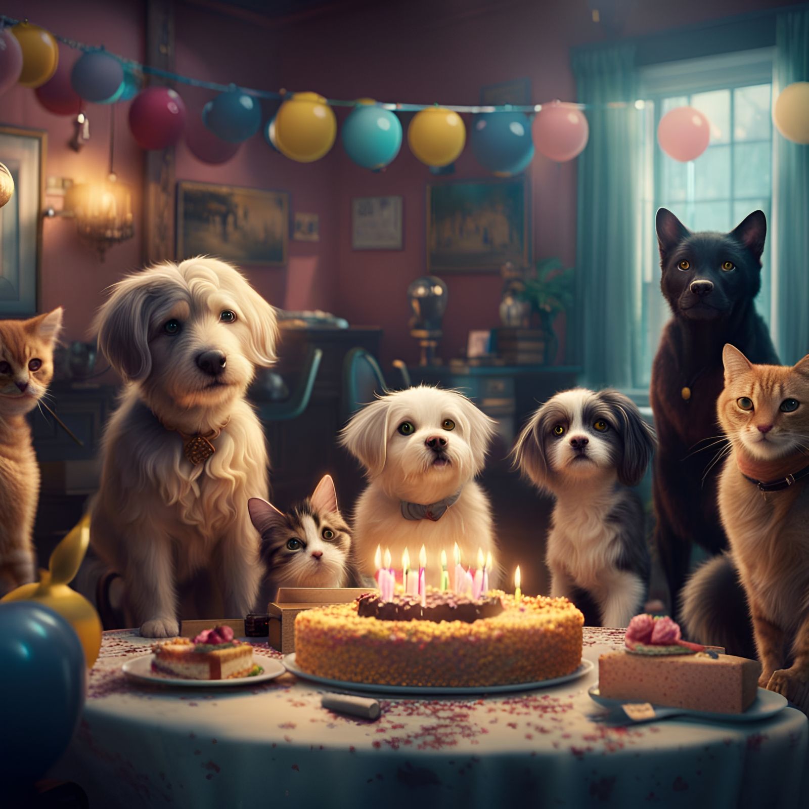 Cats and Dogs Throw a Birthday Party